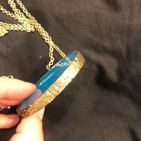 Bright Aqua Stone statement necklace - Picture 2 of 3